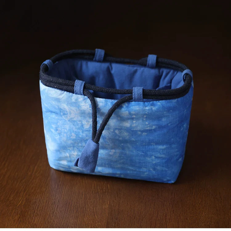 Gohobi Large Dyed Fabric Teaware Storage Travel Bag Shifuku