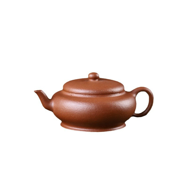 Gohobi Handmade Yixing Original Ore Jiangpo Sandy Purple Clay "Flat Lantern" Teapot – 150ml Thin-Walled Home Brewing Teapot with Built-in Filter