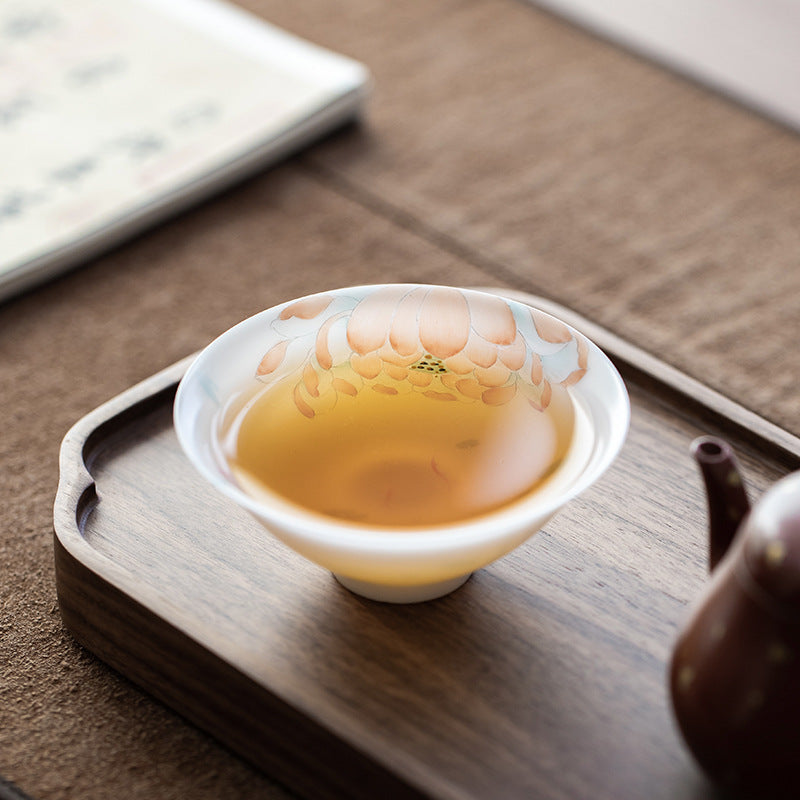 Gohobi Hand-painted Jade White Lotus Porcelain Tea Cup