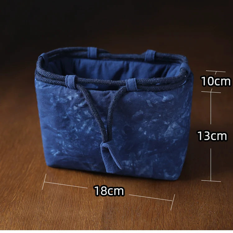 Gohobi Large Dyed Fabric Teaware Storage Travel Bag Shifuku
