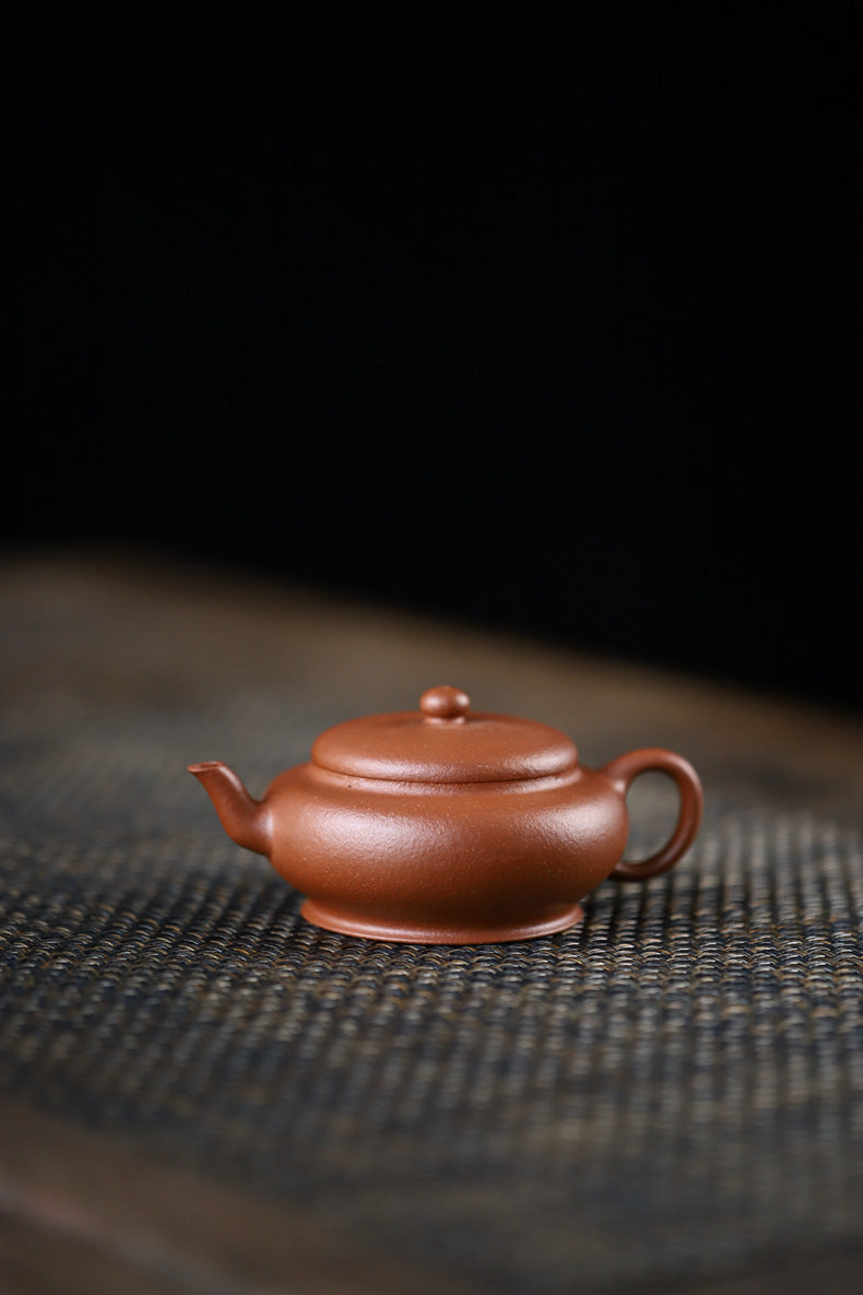 Gohobi Handmade Yixing Original Ore Jiangpo Sandy Purple Clay "Flat Lantern" Teapot – 150ml Thin-Walled Home Brewing Teapot with Built-in Filter