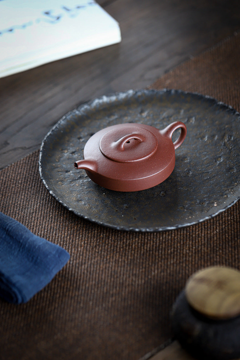 Gohobi Handmade Yixing Zisha Sandy Purple Clay Teapot – 90ml Handmade Original Ore Jiangpo Clay Bowl-Shaped Thin Body Teapot with Built-in Filter, Small Gongfu Teaware