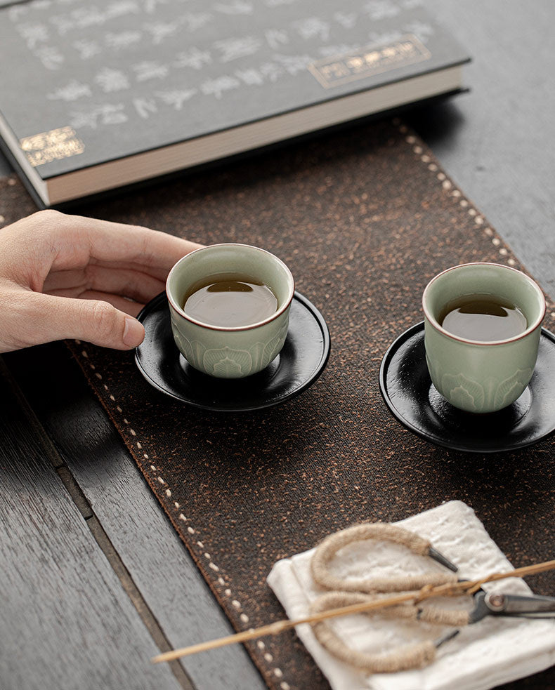 Gohobi Black Walnut Wood Tea Coaster – Round Solid Wood Tea Cup Holder