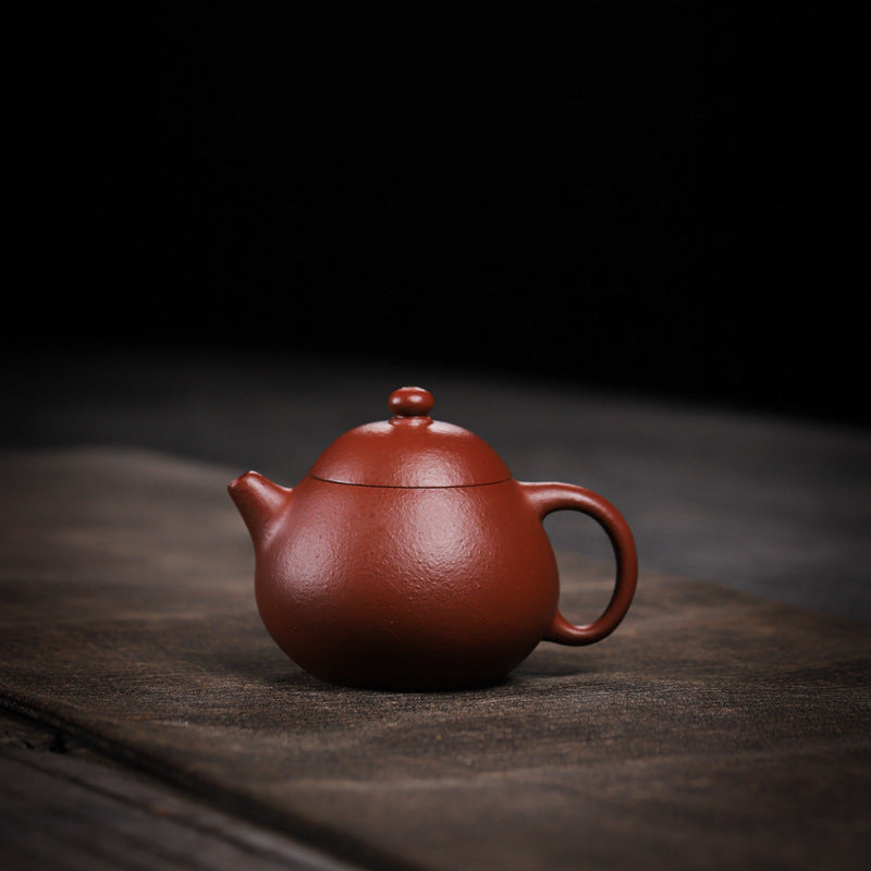 Gohobi Handmade Yixing Red Zisha Clay Teapot – 150ml Handmade Original Ore Raw Zhuni Clay Wen Dan Style Teapot with Built-in Filter, Small Gongfu Purple Clay Teaware