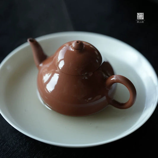 [賦山敘 x Gohobi] Handmade Chaozhou-Style Yixing Zhuni Red Zisha Clay Teapot – Original Ore Small Pear Shape Zisha Gongfu Teapot