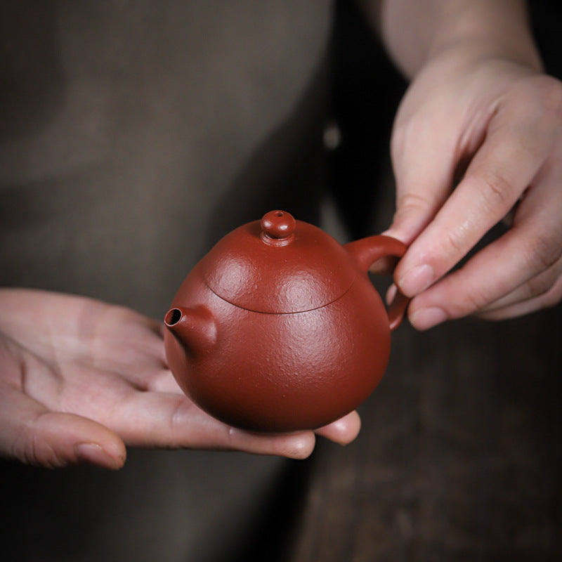 Gohobi Handmade Yixing Red Zisha Clay Teapot – 150ml Handmade Original Ore Raw Zhuni Clay Wen Dan Style Teapot with Built-in Filter, Small Gongfu Purple Clay Teaware