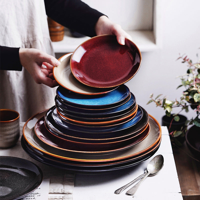 Gohobi Kiln-Change Ceramic Flat Dining Plate