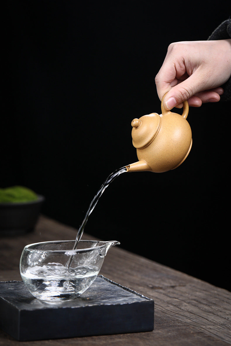 Gohobi Handmade Yixing Yellow Zisha Clay Teapot 120ml – Original Ore Huangjin Duan Clay Bala Shui Ping Teapot for Gongfu Tea Brewing