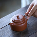Gohobi Handmade Yixing Original Ore Sandy Purple Clay "Dezhong" Teapot – 150ml Zen-Inspired Home Brewing Teapot with Built-in Filter