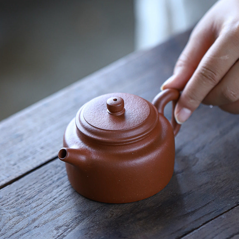 Gohobi Handmade Yixing Original Ore Sandy Purple Clay "Dezhong" Teapot – 150ml Zen-Inspired Home Brewing Teapot with Built-in Filter
