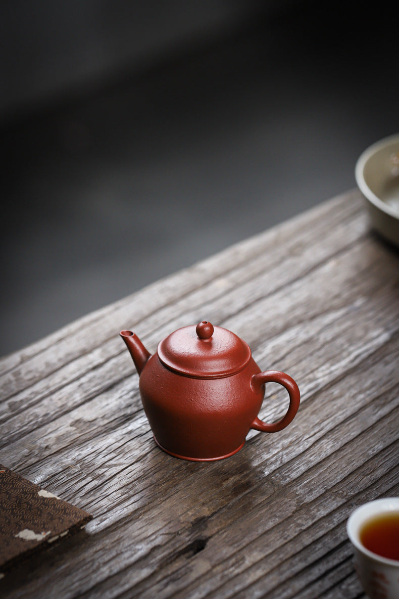 Gohobi Handemade Yixing Red Zisha Clay Teapot – 100ml Original Ore Zhuni, Traditional Weng-Style, Thin Body, Built-in Filter, Handmade Gongfu Teapot