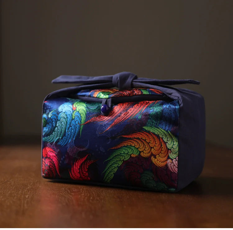 Gohobi Large Colourful Silk Teaware Storage Travel Bag Shifuku