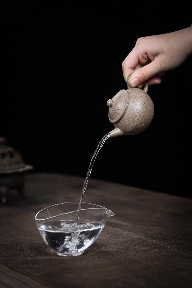 Gohobi Handmade Yixing Zisha Sandy Purple Clay Teapot – 130ml Handmade Original Ore Qing Jiangpo Clay Bala Shui Ping Teapot, Small Gongfu Purple Clay Teaware with Built-in Filter