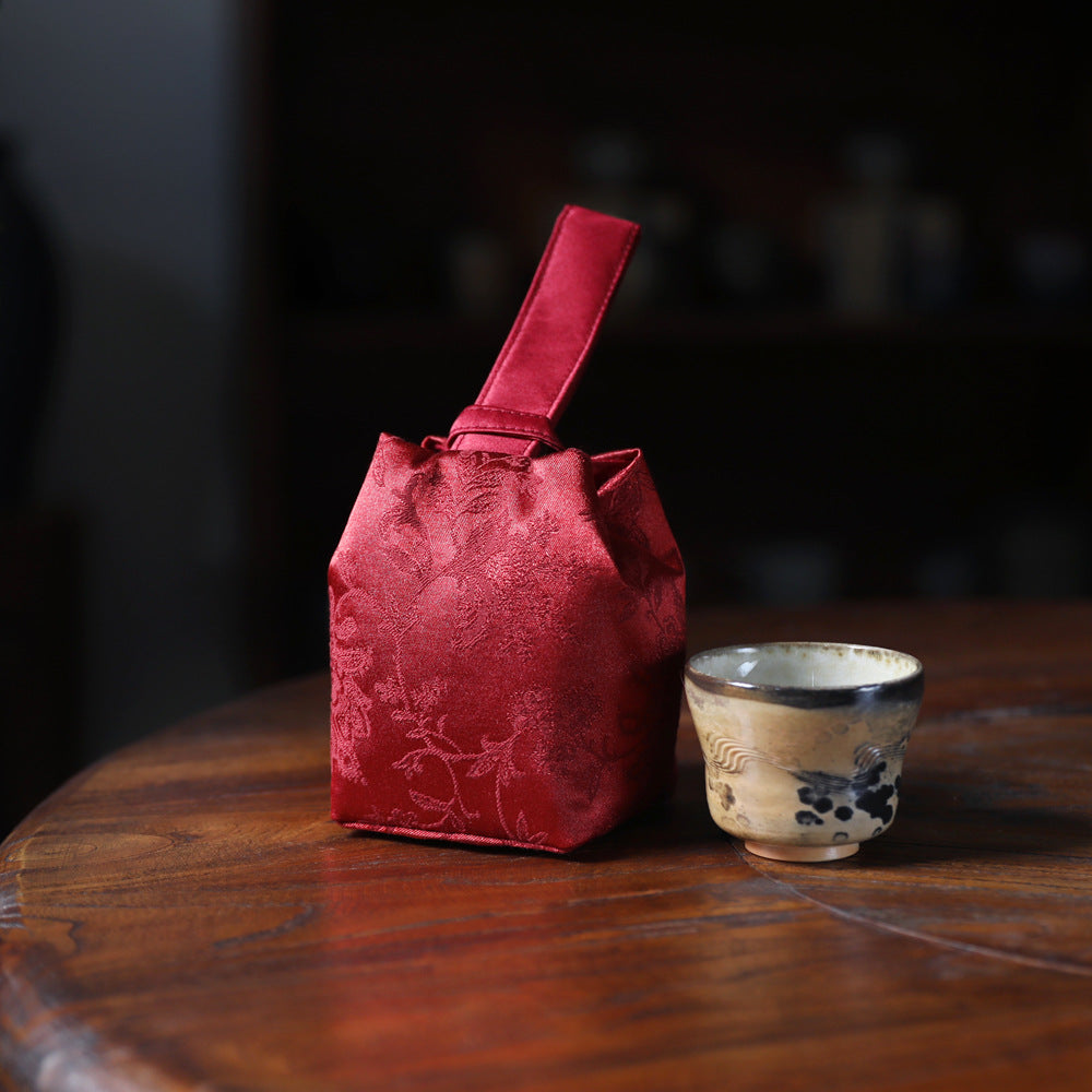 Gohobi Weaving Brocade Silk Fabric Teaware Storage Travel Bag Shifuku