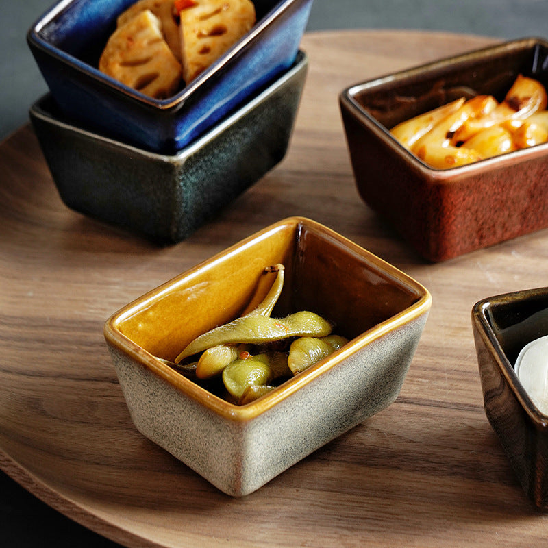 Gohobi Iridescent Kiln-Change Rectangular Ceramic Sauce Bowl