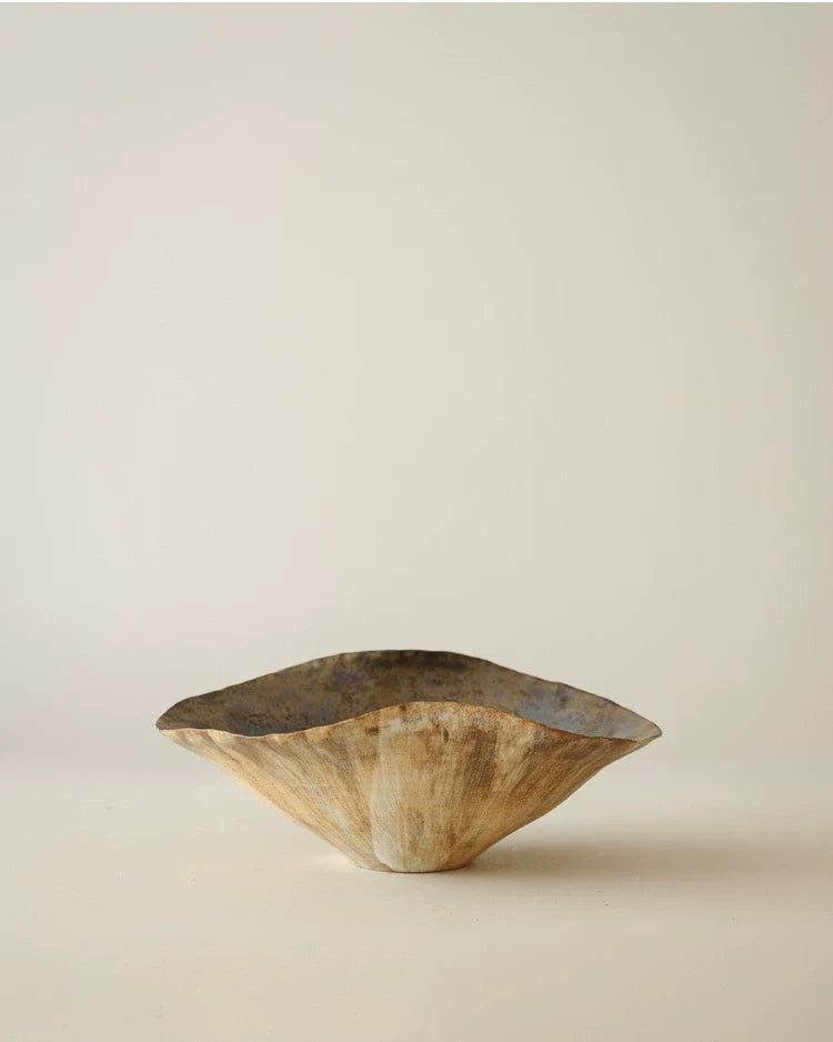 Gohobi Japanese Wabi-Sabi Lotus Leaf Ceramic Plate – Decorative Flower and Fruit Dish