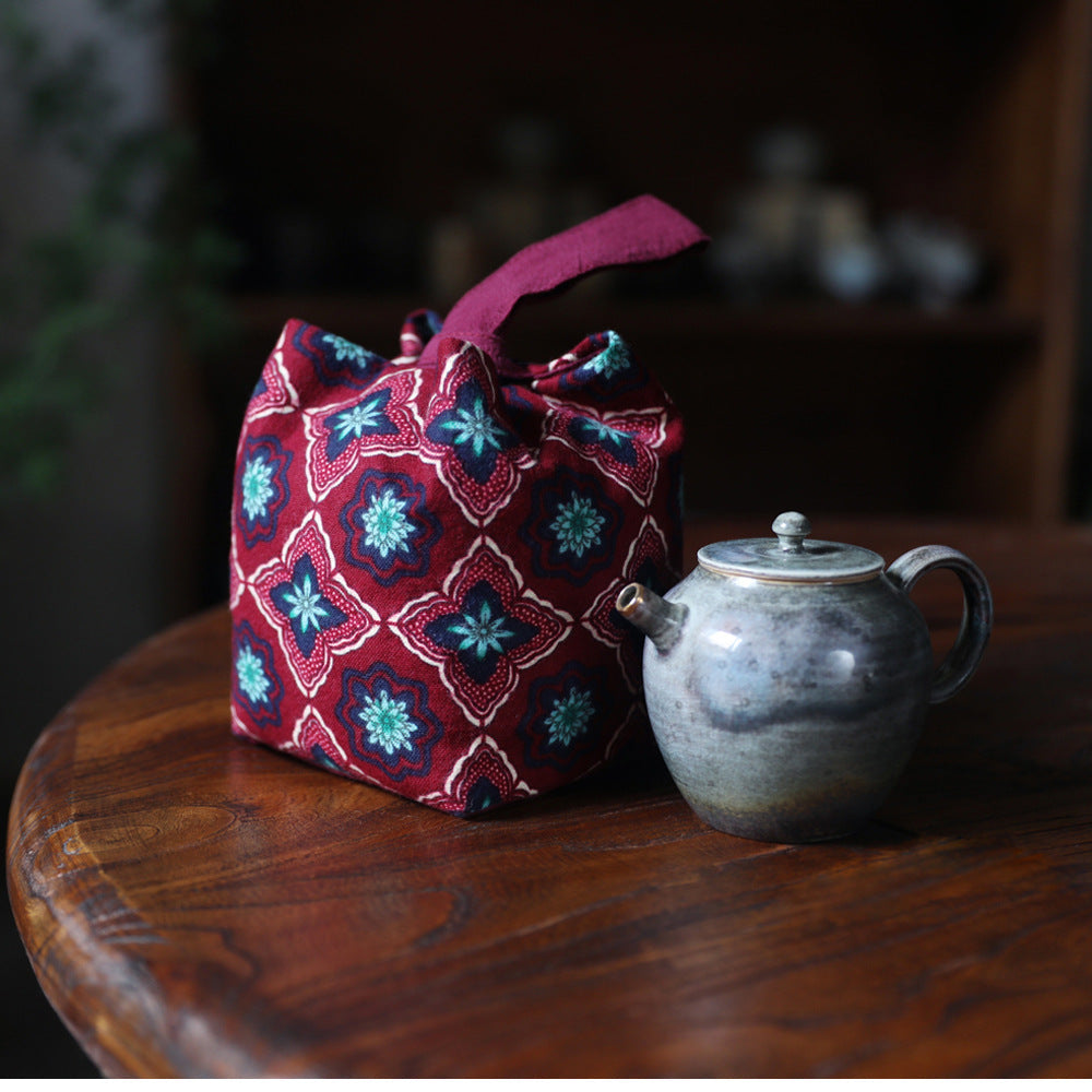 Gohobi Floral Old Pattern Teaware Storage Travel Bag Shifuku