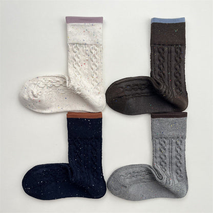 Gohobi Korean Speckled Cable Knit Cotton Socks