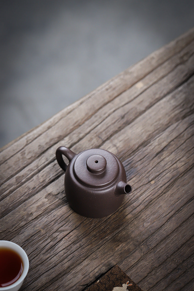 Gohobi Handmade Yixing Purple Zisha Clay Teapot  – 100ml Original Ore Sky Blue Clay Xiao Julun (Small Giant Wheel) Style, Thin-Walled Gongfu Teapot with Built-in Filter