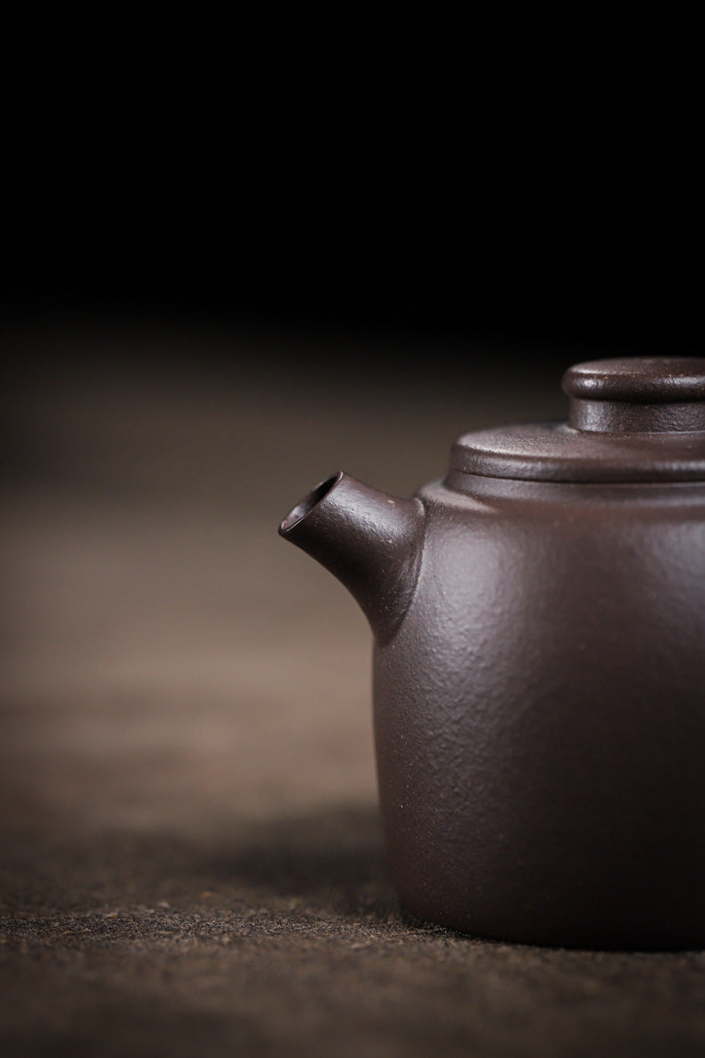 Gohobi Handmade Yixing Purple Zisha Clay Teapot  – 100ml Original Ore Sky Blue Clay Xiao Julun (Small Giant Wheel) Style, Thin-Walled Gongfu Teapot with Built-in Filter