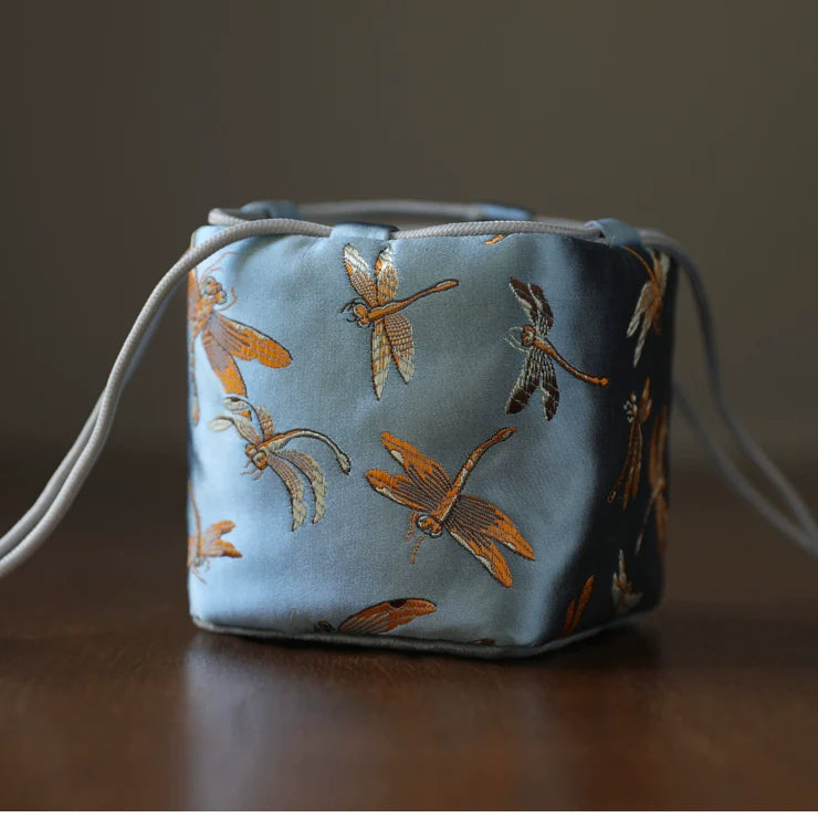 Gohobi Colourful Brocade Teaware Storage Travel Bag Shifuku