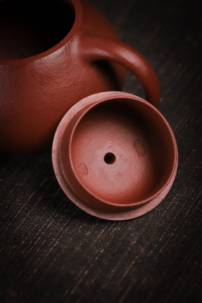 Gohobi Handmade Yixing Red Zisha Clay Teapot – 150ml Handmade Original Ore Raw Zhuni Clay Wen Dan Style Teapot with Built-in Filter, Small Gongfu Purple Clay Teaware