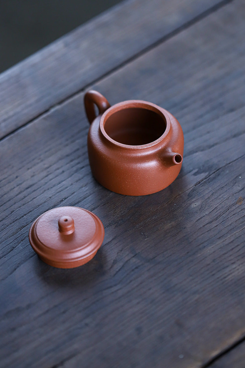 Gohobi Handmade Yixing Original Ore Sandy Purple Clay "Dezhong" Teapot – 150ml Zen-Inspired Home Brewing Teapot with Built-in Filter