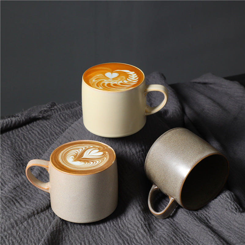 Gohobi Handmade Nordic Ceramic Coffee Mug – Beige/White Retro Cup (Clearance)