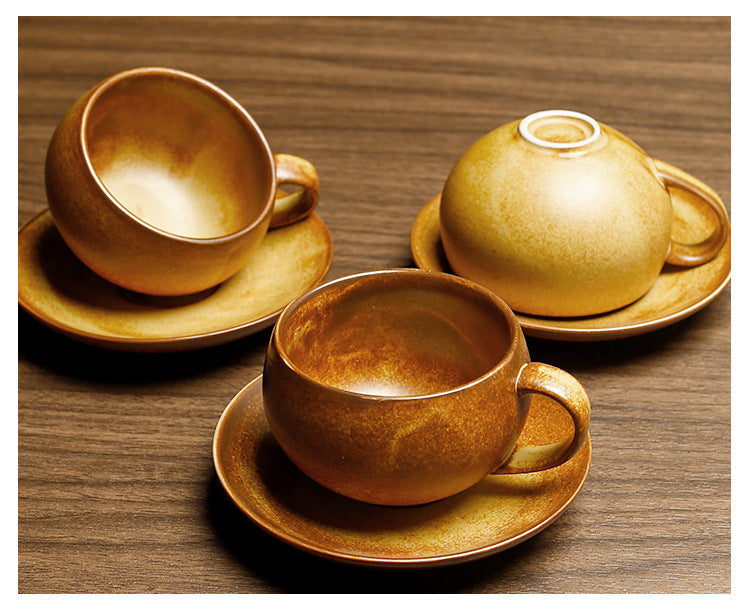 Gohobi Japanese Handmade Coffee Cup with Saucer 007