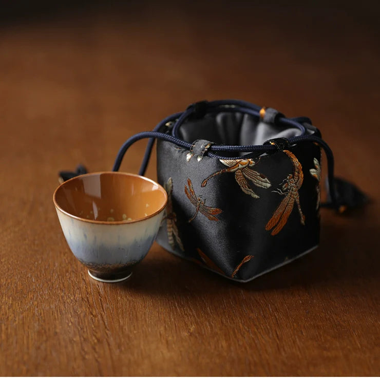 Gohobi Colourful Brocade Teaware Storage Travel Bag Shifuku