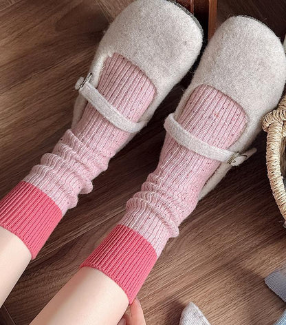 Gohobi Contrast Wool-Blend Thick Knit Socks
