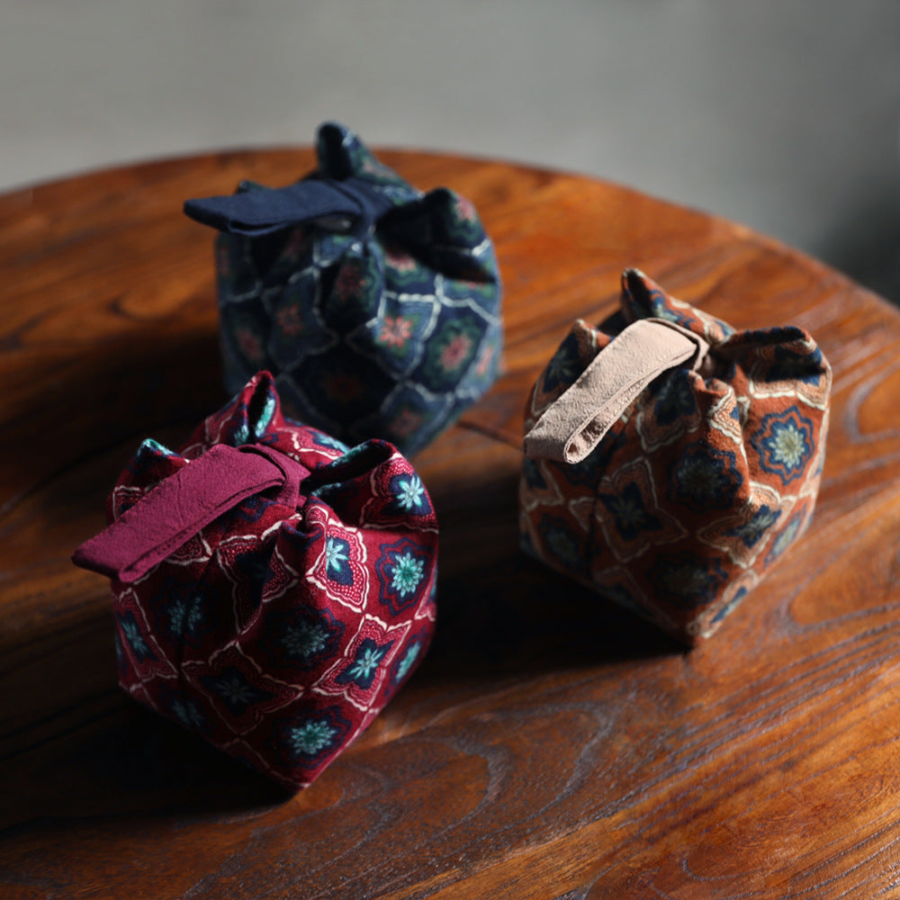 Gohobi Floral Old Pattern Teaware Storage Travel Bag Shifuku