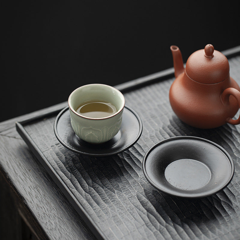 Gohobi Black Walnut Wood Tea Coaster – Round Solid Wood Tea Cup Holder