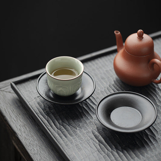Gohobi Black Walnut Wood Tea Coaster – Round Solid Wood Tea Cup Holder