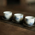 [賦山敘 x Gohobi] Gohobi Jingdezhen Hand-Painted Blue and White Mountain Teacup – Ruoshen Style Gongfu Tea Tasting Cup