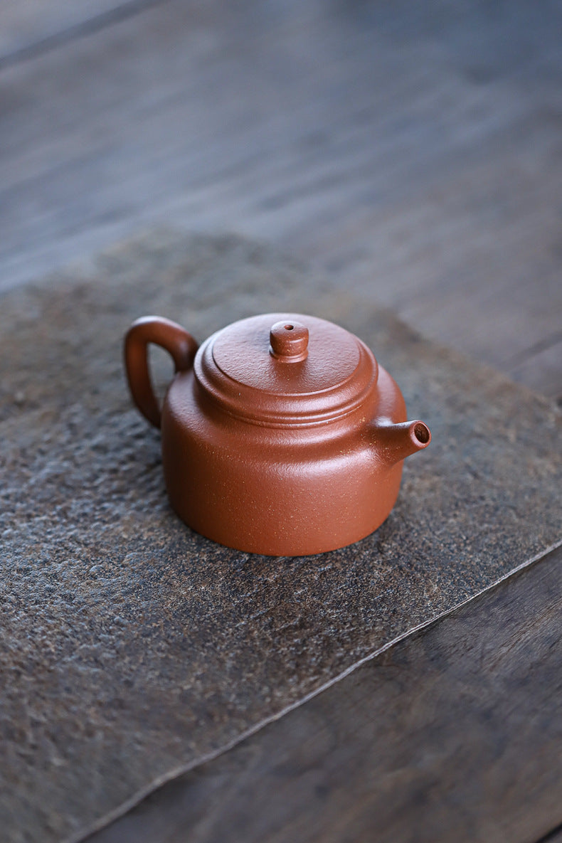 Gohobi Handmade Yixing Original Ore Sandy Purple Clay "Dezhong" Teapot – 150ml Zen-Inspired Home Brewing Teapot with Built-in Filter