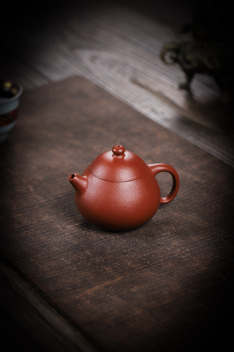Gohobi Handmade Yixing Red Zisha Clay Teapot – 150ml Handmade Original Ore Raw Zhuni Clay Wen Dan Style Teapot with Built-in Filter, Small Gongfu Purple Clay Teaware