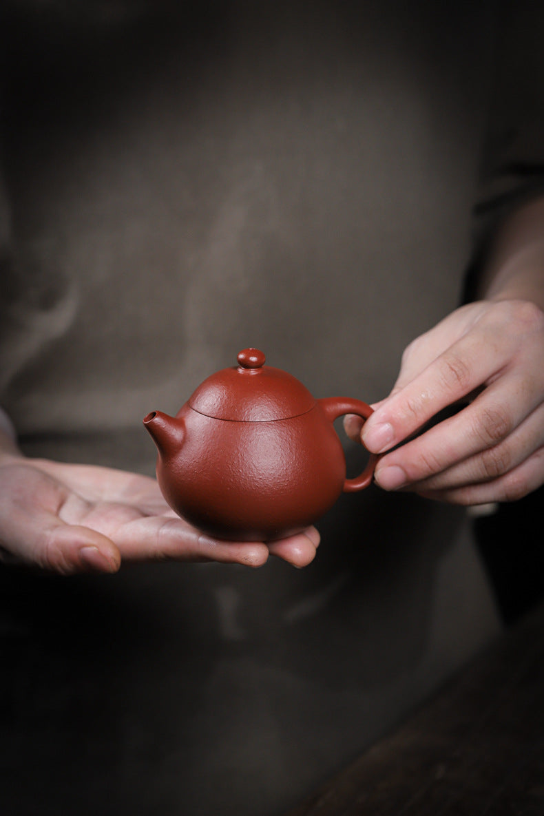 Gohobi Handmade Yixing Red Zisha Clay Teapot – 150ml Handmade Original Ore Raw Zhuni Clay Wen Dan Style Teapot with Built-in Filter, Small Gongfu Purple Clay Teaware