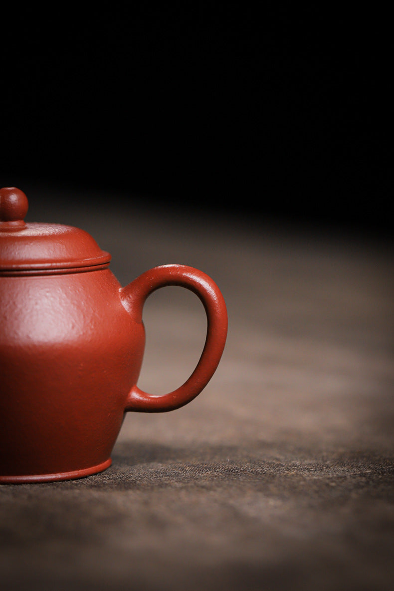 Gohobi Handemade Yixing Red Zisha Clay Teapot – 100ml Original Ore Zhuni, Traditional Weng-Style, Thin Body, Built-in Filter, Handmade Gongfu Teapot
