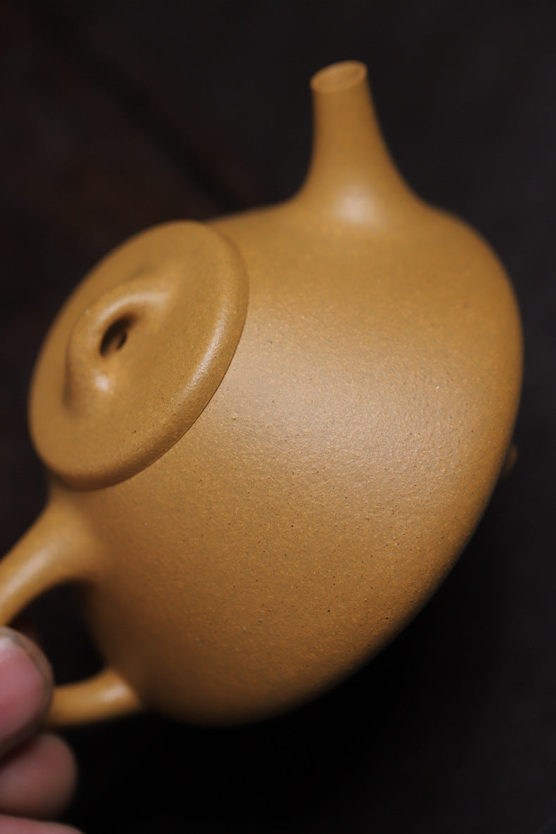 Gohobi Handmade Yixing Yellow Zisha Clay Teapot – 140ml Original Ore Huangjin Duan (Golden Duan) Clay Shih Piao Teapot, Thin-Walled Gongfu Purple Clay Teaware