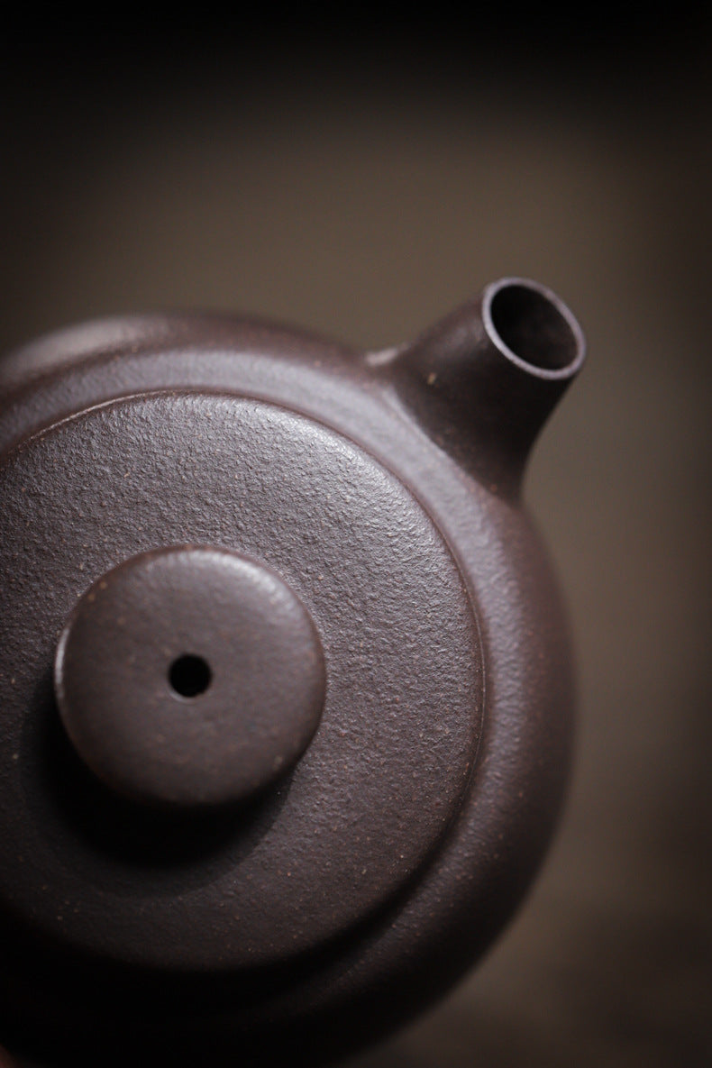 Gohobi Handmade Yixing Purple Zisha Clay Teapot  – 100ml Original Ore Sky Blue Clay Xiao Julun (Small Giant Wheel) Style, Thin-Walled Gongfu Teapot with Built-in Filter