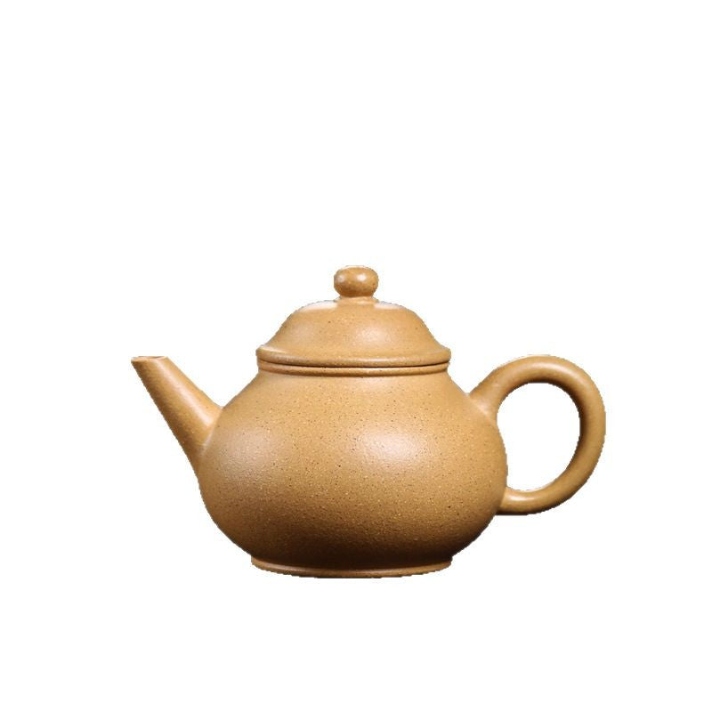 Gohobi Handmade Yixing Yellow Zisha Clay Teapot 120ml – Original Ore Huangjin Duan Clay Bala Shui Ping Teapot for Gongfu Tea Brewing