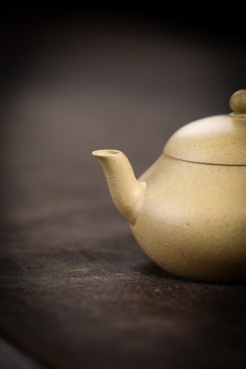 Gohobi Handmade Yixing Green Zisha Clay Junde Teapot – 110ml “Ben Lü” Clay Gongfu Teapot with Inner Push Hole, Thin-Walled Design for Chaozhou Brewing