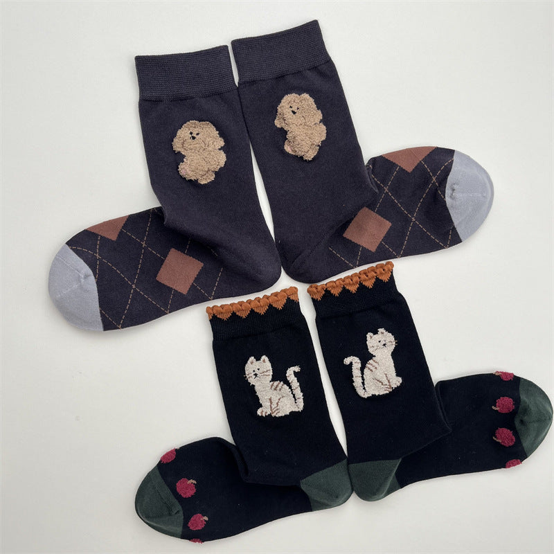 Gohobi Animal Jacquard Mid-Calf Socks