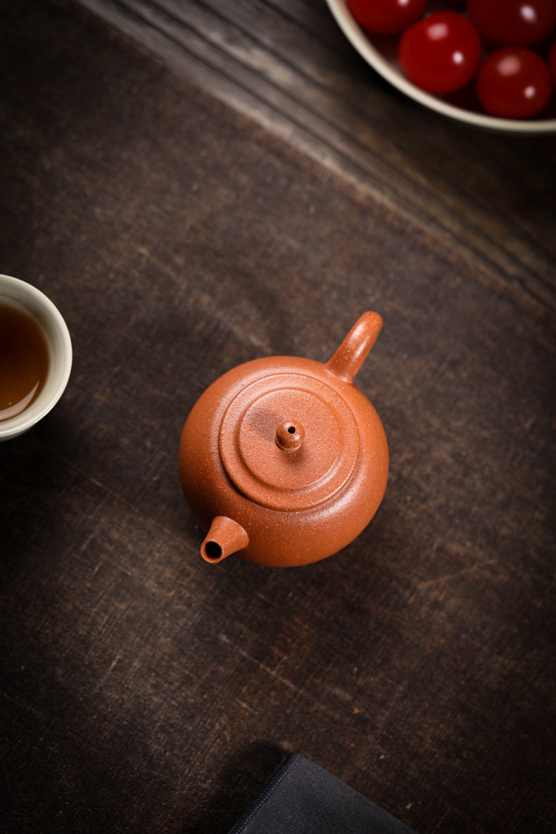 Gohobi Handmade Yixing Zisha Sandy Purple Clay Teapot – 120ml Original Ore Jin Jiangpo Clay, Handmade Thin Body with Built-in Filter, Da Bin Huai Yue Style Small Gongfu Teapot