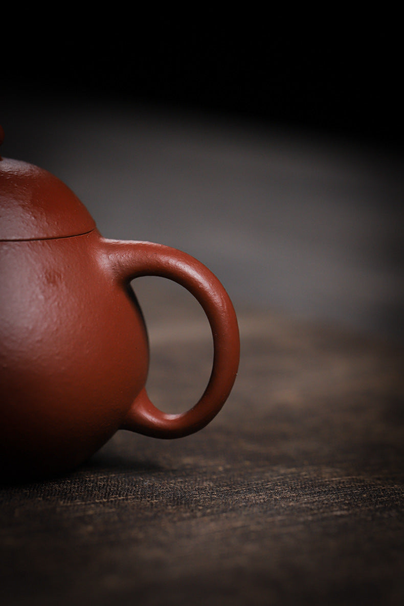 Gohobi Handmade Yixing Red Zisha Clay Teapot – 150ml Handmade Original Ore Raw Zhuni Clay Wen Dan Style Teapot with Built-in Filter, Small Gongfu Purple Clay Teaware