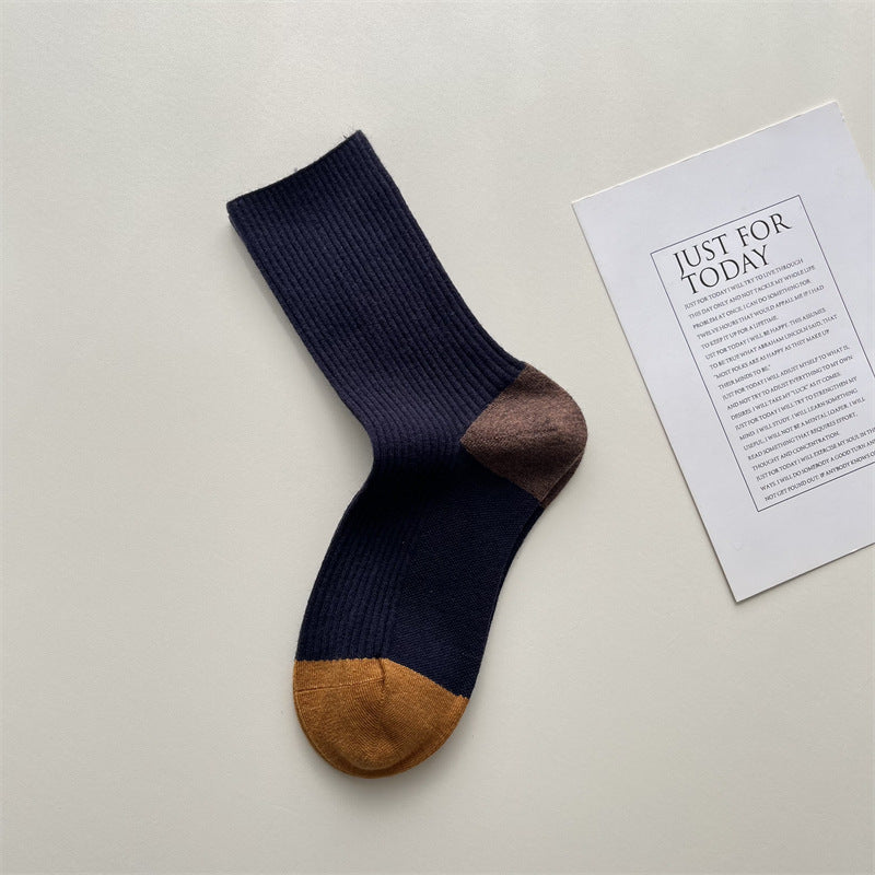 Gohobi Winter Wool Ribbed Colorblock Socks