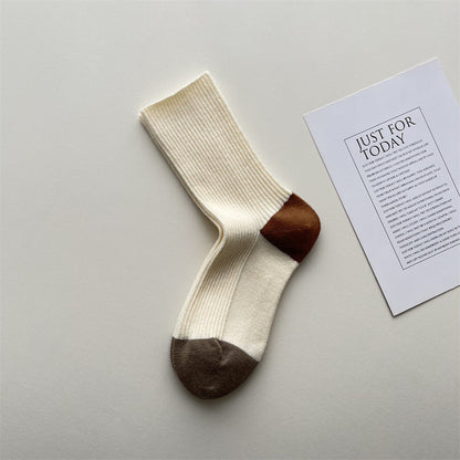 Gohobi Winter Wool Ribbed Colorblock Socks