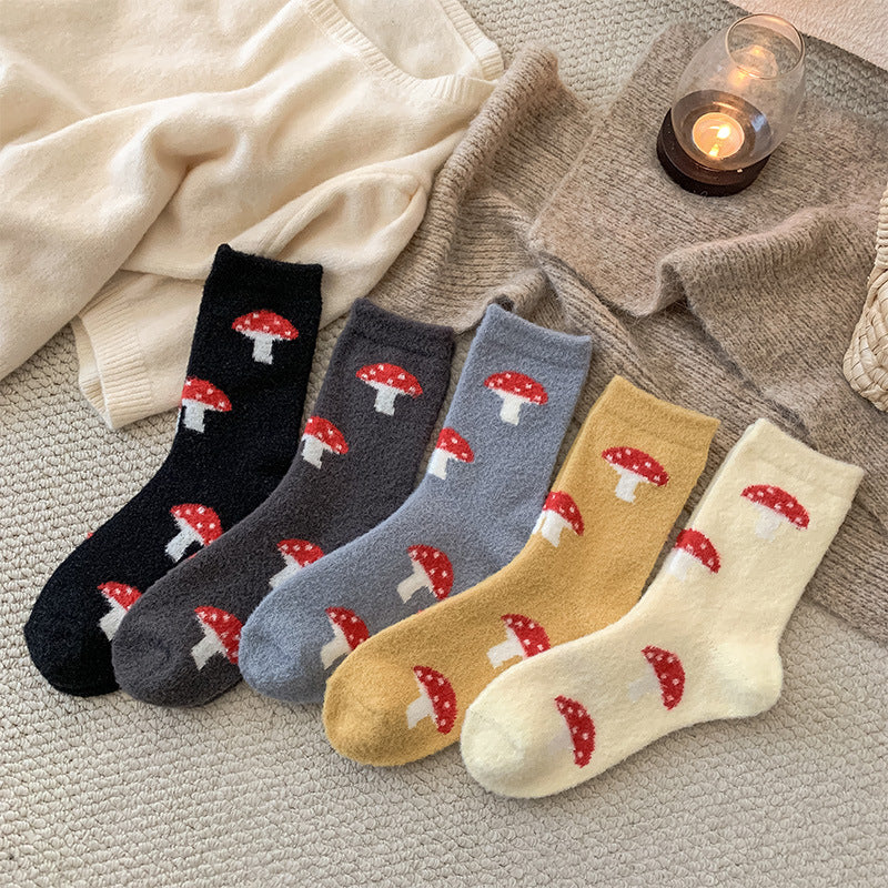 Gohobi Cozy Fleece-Lined Mushroom Socks
