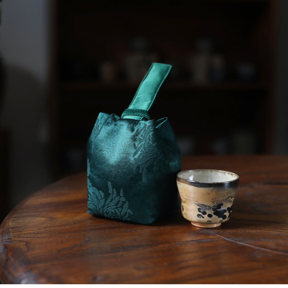 Gohobi Weaving Brocade Silk Fabric Teaware Storage Travel Bag Shifuku